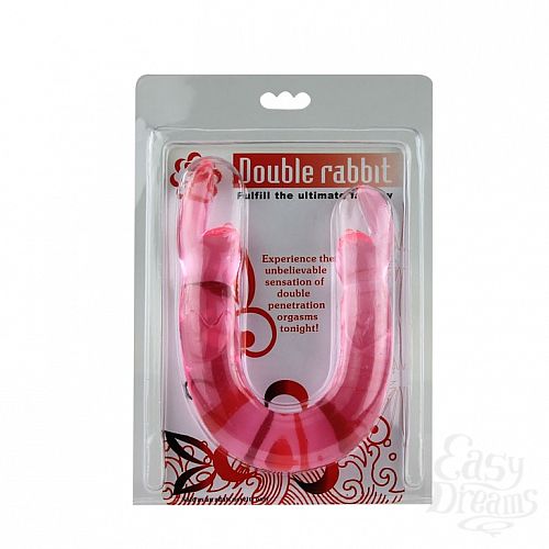 Фотография 2:  Двойной фаллоимитатор Rabbit розовый BI-040003PK Фотография 2  Двойной фаллоимитатор Rabbit розовый BI-040003PK