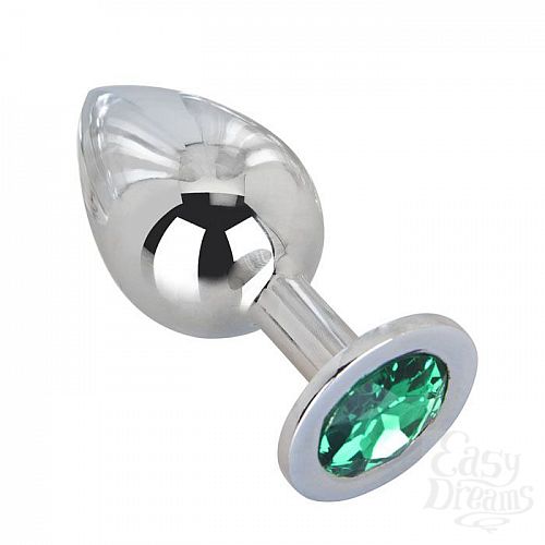 Фотография 1:  Большой стальной плаг с зеленым кристаллом Green Lime - 9,5 см.