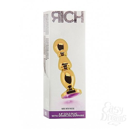 Фотография 3  Анальная пробка 4,8 R2 RICH Gold/Purple Sapphire SH-RIC002GLD