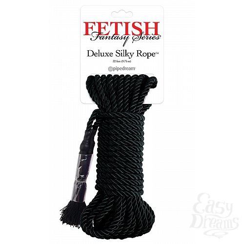 Фотография 1:  Черная веревка для фиксации Deluxe Silky Rope - 975 см.