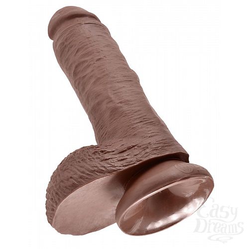 Фотография 3  Коричневый фаллоимитатор 8  Cock with Balls - 21,3 см.