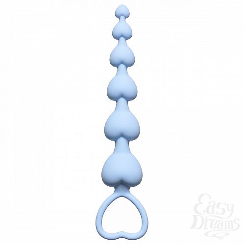Фотография 1:  Голубая анальная цепочка Heart s Beads Blue - 18 см.