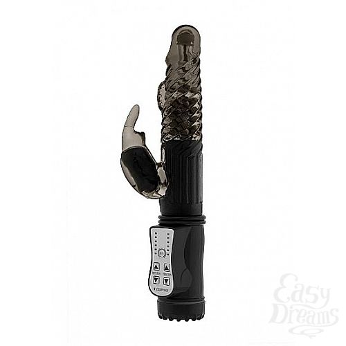 Фотография 1:  Дымчатый вибратор Vibrating Rabbit с клиторальным отростком - 22 см.