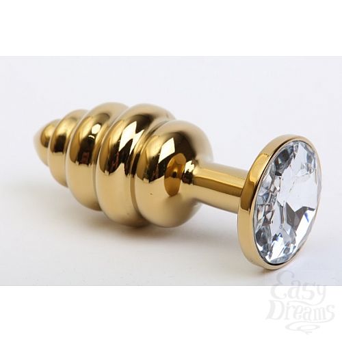 Фотография 1:  Пробка металл 7,3х2,9см фигурная золото прозрачный страз 47425-4MM