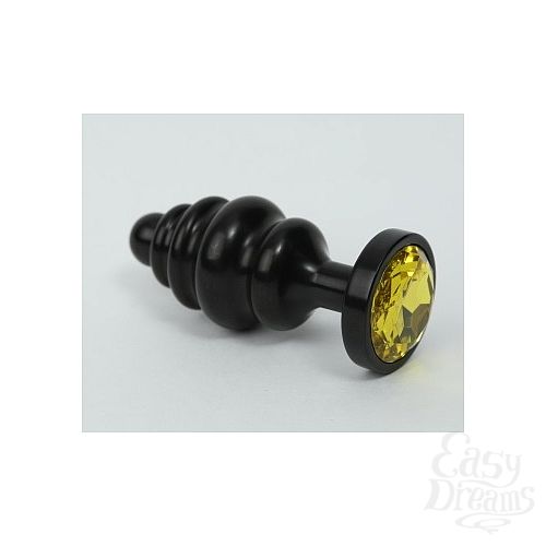 Фотография 1:  Пробка металл 7,3х2,9см фигурная черная желтый страз 47427-9MM