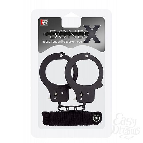���������� 2  ׸���� ��������� �� ��������� ������� � ��������� � �������� BONDX METAL CUFFS LOVE ROPE SET