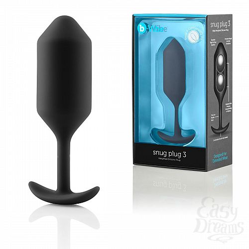 Фотография 1:  Чёрная пробка для ношения B-vibe Snug Plug 3 - 12,7 см.