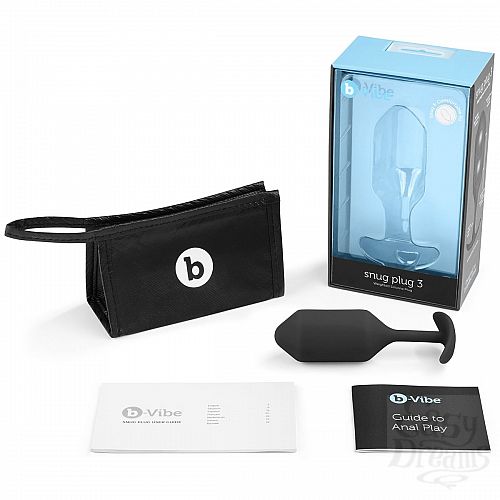 Фотография 4  Чёрная пробка для ношения B-vibe Snug Plug 3 - 12,7 см.
