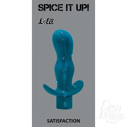 Фотография 1:  Бирюзовая анальная пробка с вибрацией Satisfaction - 11,5 см.
