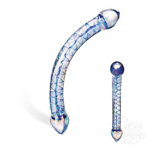 Фотография 1:  Перламутровый фаллос с синими подснежниками X-CURVE GLAS-103 Фотография 1:  Перламутровый фаллос с синими подснежниками X-CURVE GLAS-103