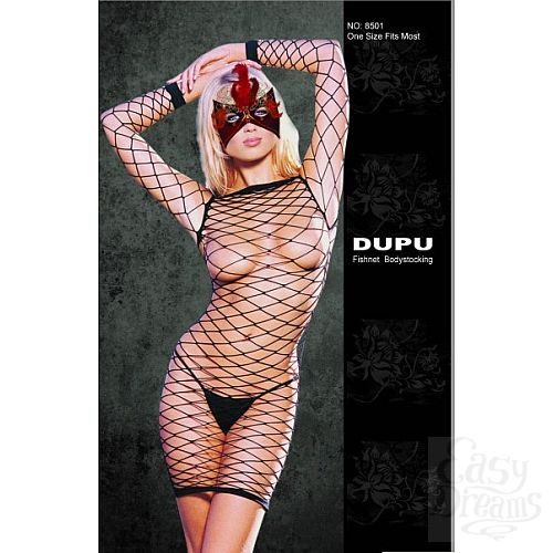 Фотография 1:  Платье в крупную сетку с рукавами черный One Size 02565OS Фотография 1:  Платье в крупную сетку с рукавами черный One Size 02565OS