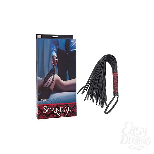 Фотография 1:  Плетка Scandal Flogger с ручкой в атласе черно-красная из ПВХ