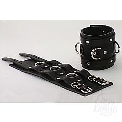 Чёрные не подшитые широкие наручник с 3 D-кольцами Чёрные не подшитые широкие наручник с 3 D-кольцами