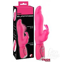 Вибратор с клиторальным стимулятором и функцией подкачки Pink Surprise - 25 см. Вибратор с клиторальным стимулятором и функцией подкачки Pink Surprise - 25 см.