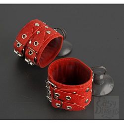 Красные наручники с ремешками на присосках Красные наручники с ремешками на присосках