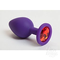  Пробка силиконовая фиолетовая с красным кристаллом 9,5х4см 47069-2-MM