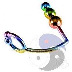        Rainbow Horse Shoe Cock Ring with Trio of Anal Balls