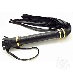 Изящная кожаная плеть с золотым обрамлением - BDSM Арсенал Изящная кожаная плеть с золотым обрамлением - BDSM Арсенал