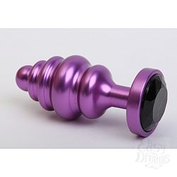  Пробка металл 7,3х2,9см фигурная фиолетовая черный страз 47429-8MM