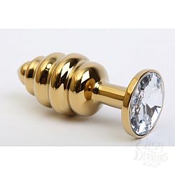  Пробка металл 7,3х2,9см фигурная золото прозрачный страз 47425-4MM