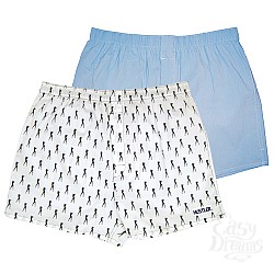 Пара мужских трусов-шортов HUSTLER - голубые и белые HUW-1006BLUL (150) Пара мужских трусов-шортов HUSTLER - голубые и белые HUW-1006BLUL (150)