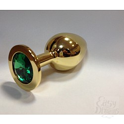 Анальная пробка Butt Plug Gold Large Green Анальная пробка Butt Plug Gold Large Green