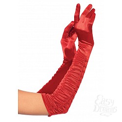  �������� Ruched Satin Gloves OS LA2042red