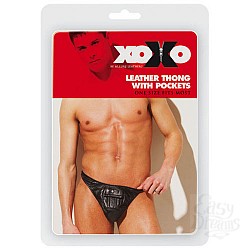 Кожаные мужские трусы с кармашком 24-108XO Кожаные мужские трусы с кармашком 24-108XO